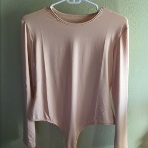 Tan bodysuit leotard thong